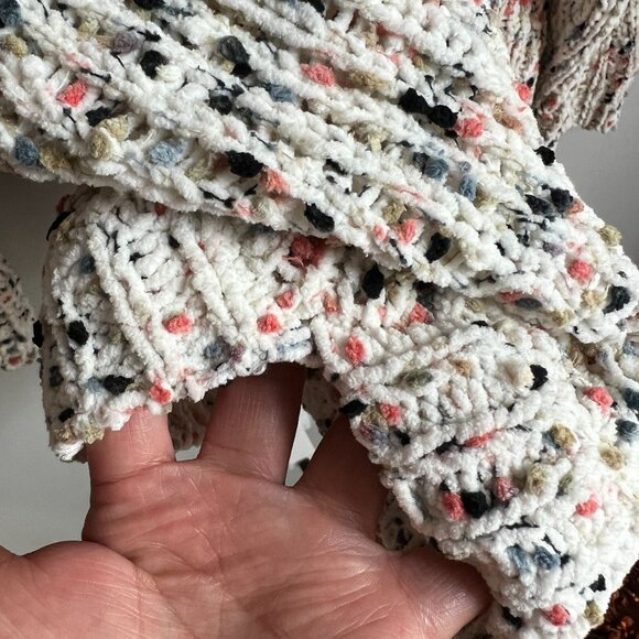 Cable & Gauge Womens Plus Size 3X Ribbed Knit Marled Confetti Sweater Off White - Picture 8 of 11